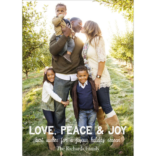 Love Peace & Joy Vertical Holiday Photo Cards
